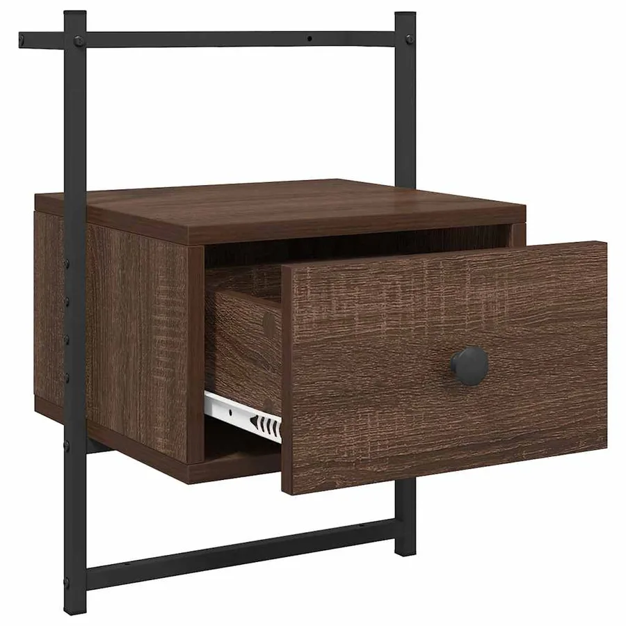 Table de chevet murale chêne brun 35x30x51 cm bois d'ingénierie - 5