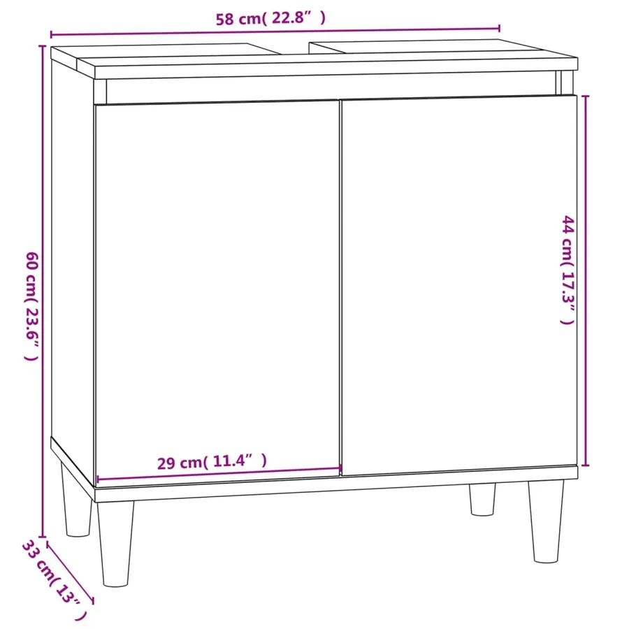 Meuble d'évier blanc 58x33x60 cm bois d'ingénierie - 10
