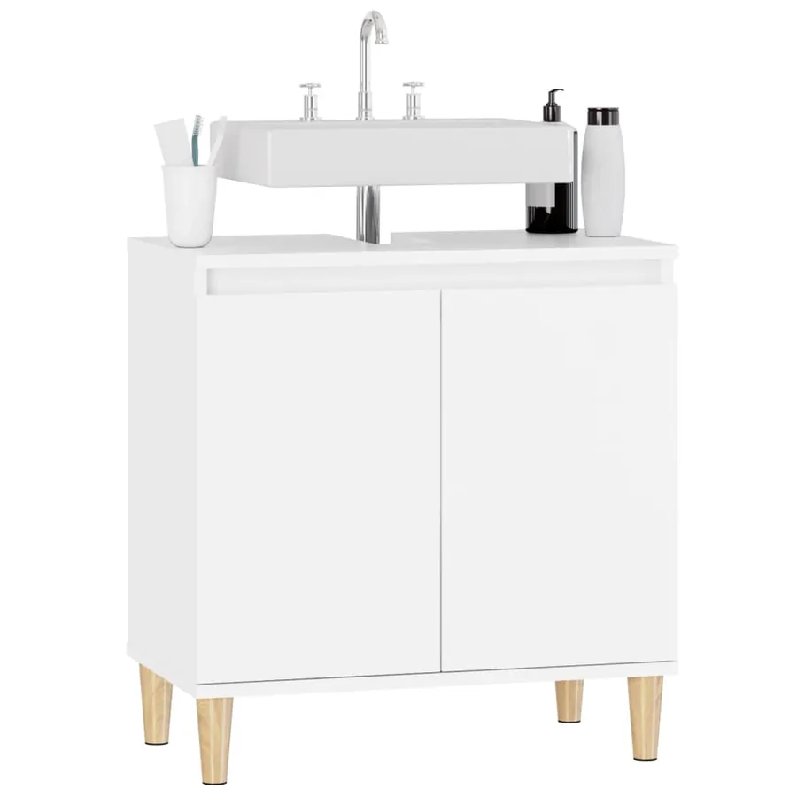 Meuble d'évier blanc 58x33x60 cm bois d'ingénierie - 4