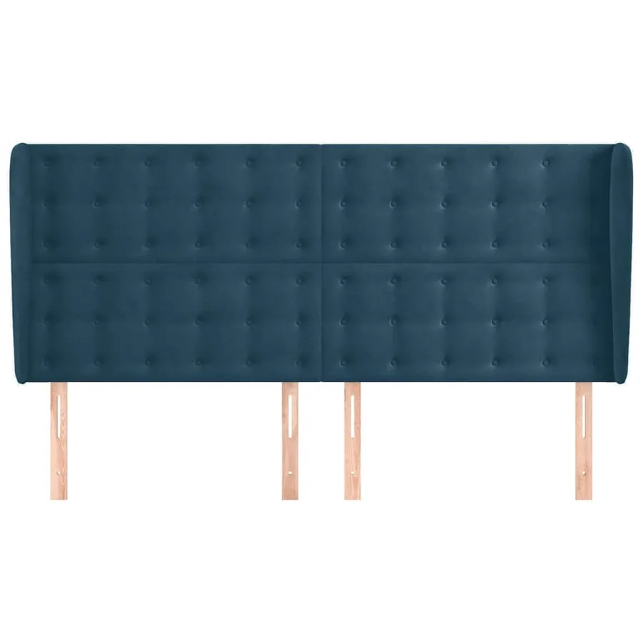 Tête de lit avec oreilles Bleu foncé 183x23x118/128 cm Velours - 3