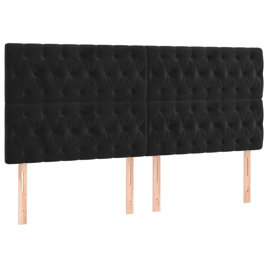 Tête de lit Noir 200x7x118/128 cm Velours - 2