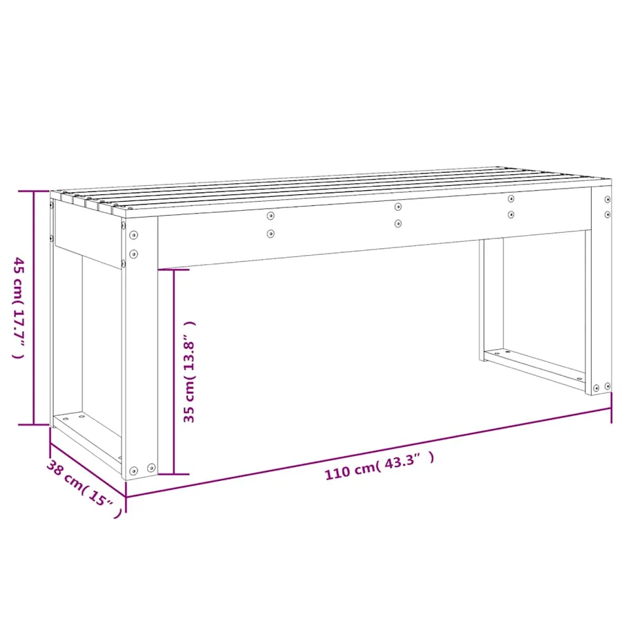 Banc de jardin 110x38x45 cm bois massif de pin - 8