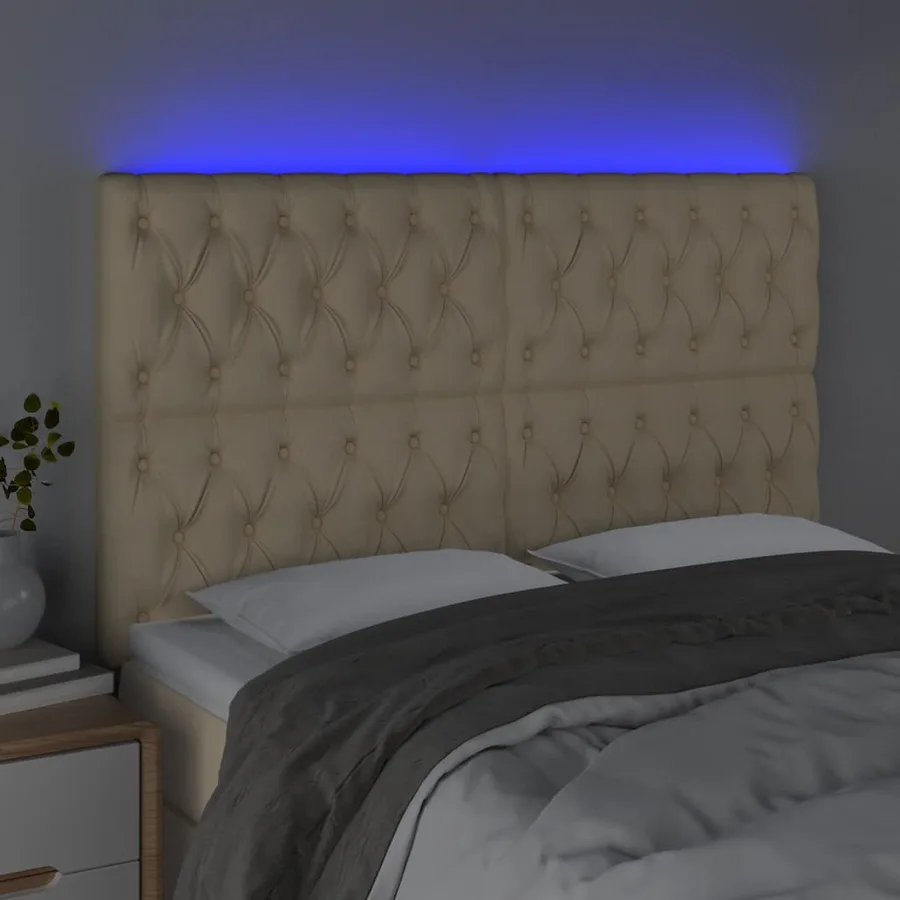 Tête de lit à LED Crème 160x7x118/128 cm Tissu - 3