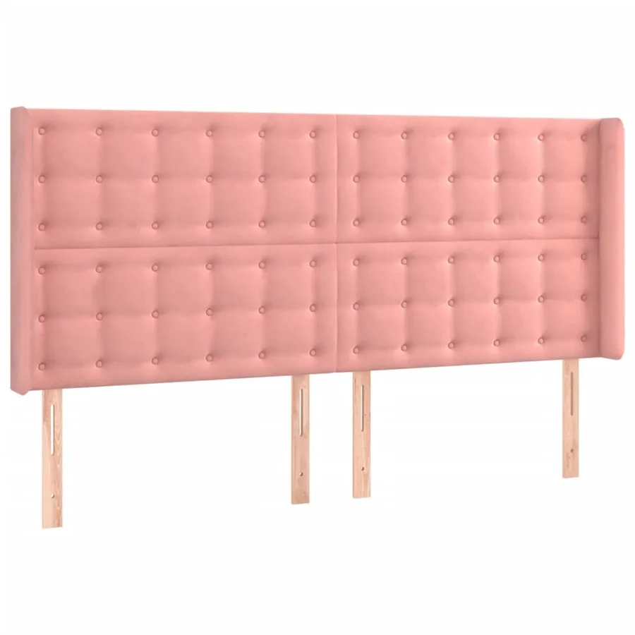 Tête de lit avec oreilles Rose 203x16x118/128 cm Velours - 2