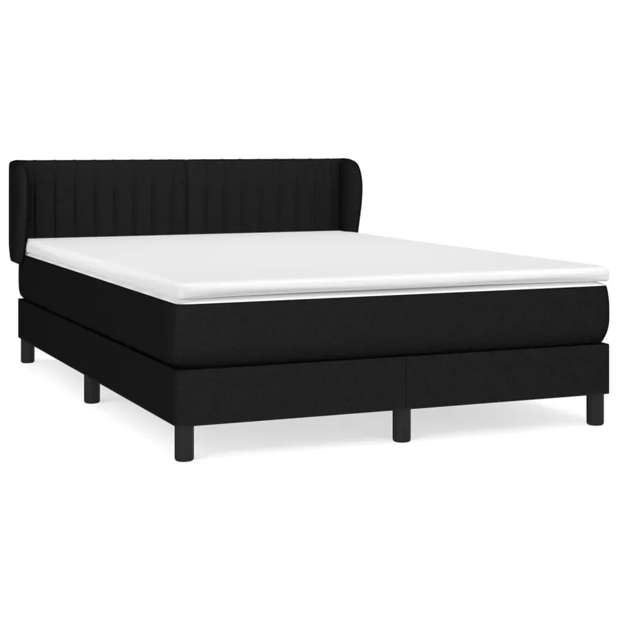 Sommier à lattes de lit avec matelas Noir 140x190 cm Tissu - 2