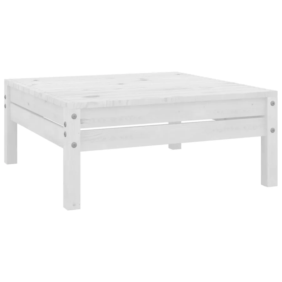 Salon de jardin 7 pcs Blanc Bois de pin massif - 4
