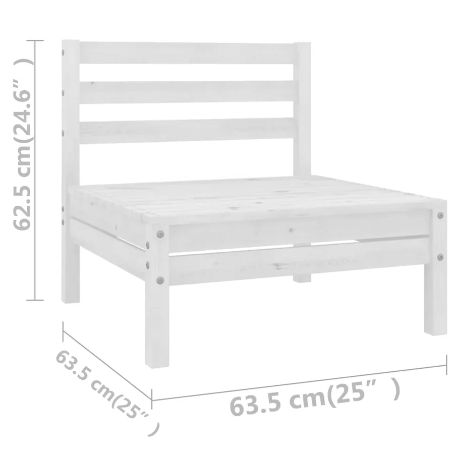 Salon de jardin 7 pcs Blanc Bois de pin massif - 7