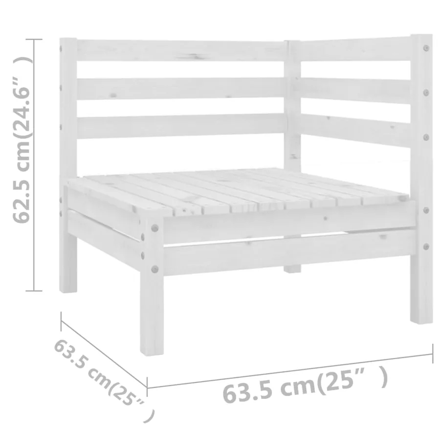 Salon de jardin 7 pcs Blanc Bois de pin massif - 8