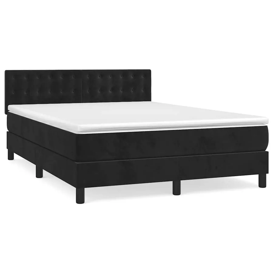 Sommier à lattes de lit avec matelas Noir 140x190 cm Velours - 3