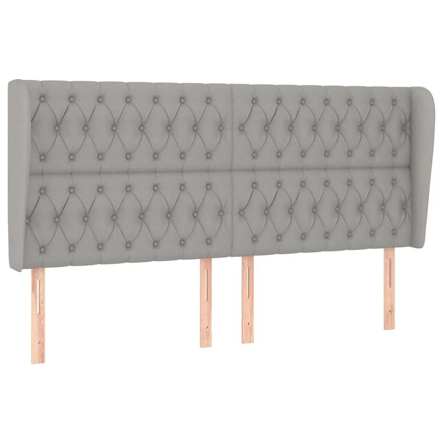 Tête de lit avec oreilles Gris clair 183x23x118/128 cm Tissu - 2