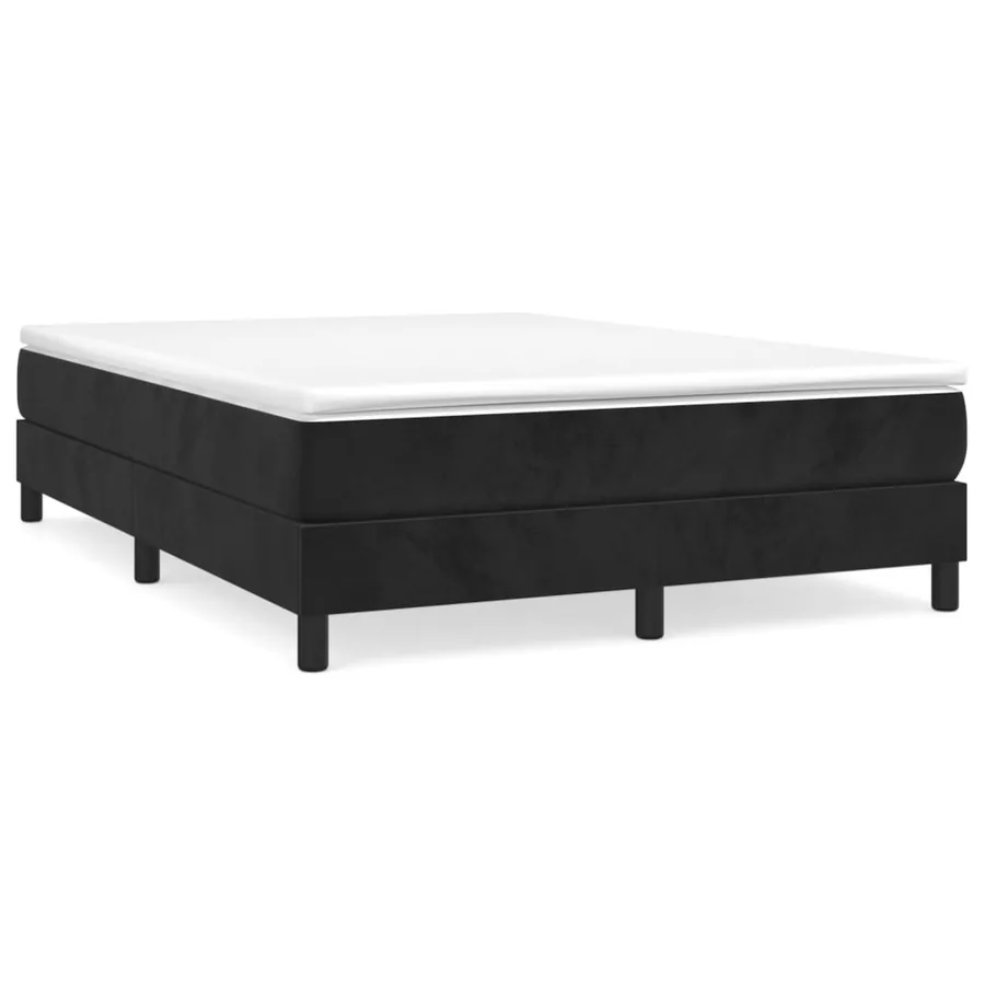 Sommier à lattes de lit avec matelas Noir 140x190 cm Velours - 2