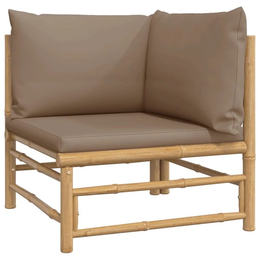 Salon de jardin 12 pcs avec coussins taupe bambou - 4
