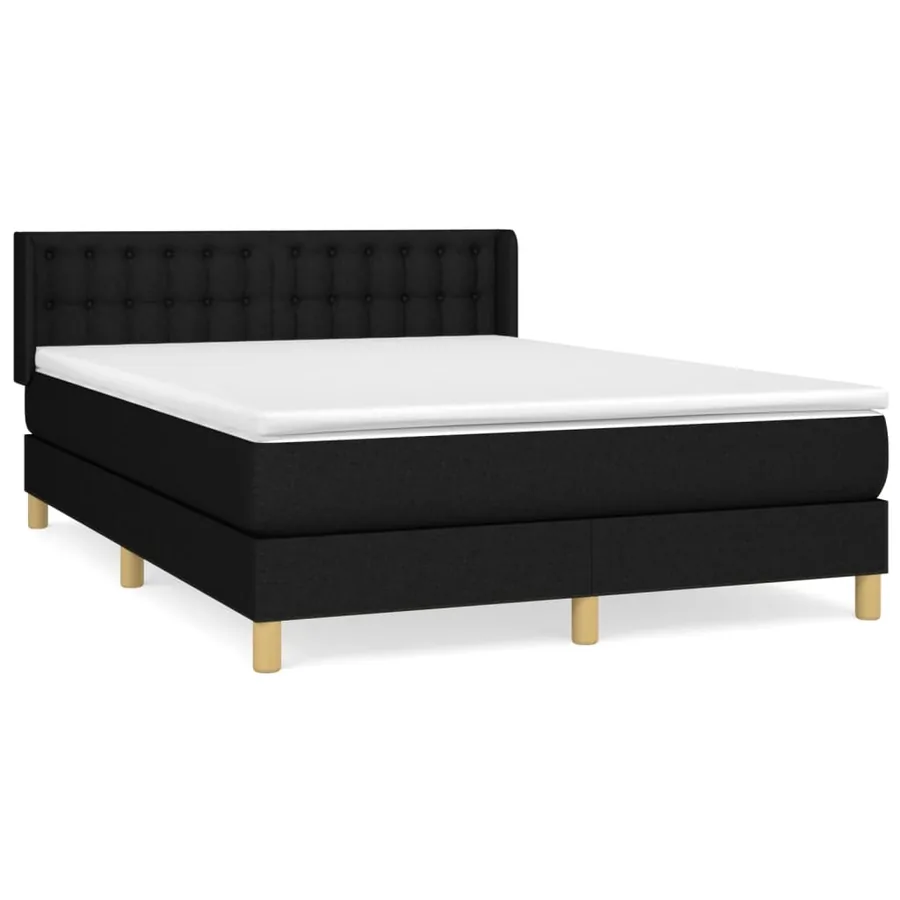 Sommier à lattes de lit avec matelas Noir 140x190 cm Tissu - 2