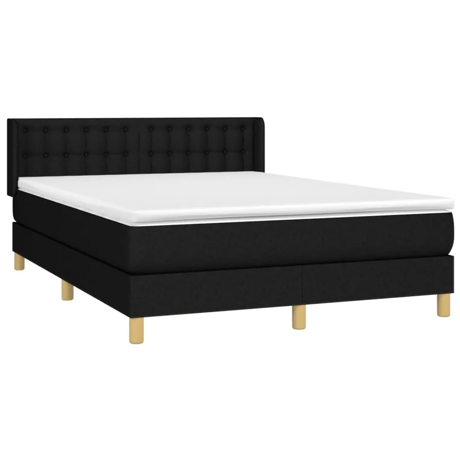 Sommier à lattes de lit avec matelas Noir 140x190 cm Tissu - 3