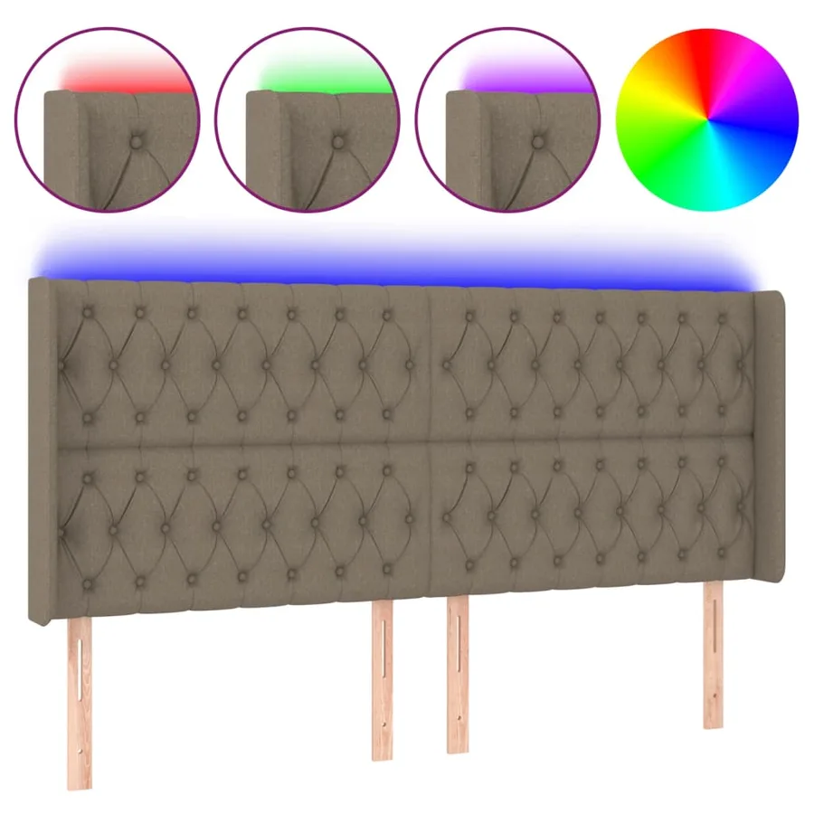 Tête de lit à LED Taupe 183x16x118/128 cm Tissu - 2