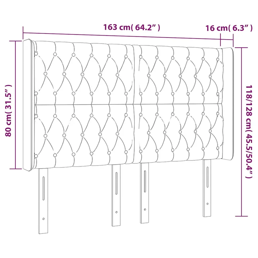 Tête de lit à LED Bleu foncé 163x16x118/128 cm Velours - 7
