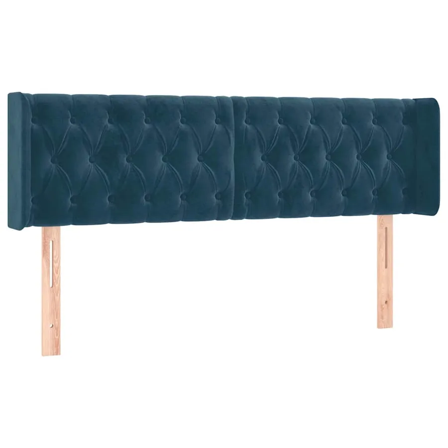Tête de lit avec oreilles Bleu foncé 163x16x78/88 cm Velours - 2