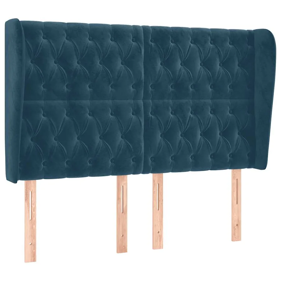 Tête de lit avec oreilles Bleu foncé 163x23x118/128 cm Velours - 2