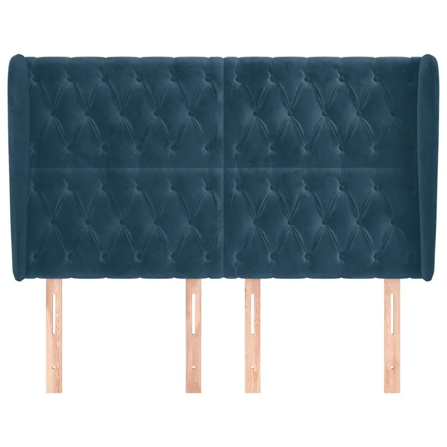 Tête de lit avec oreilles Bleu foncé 163x23x118/128 cm Velours - 3