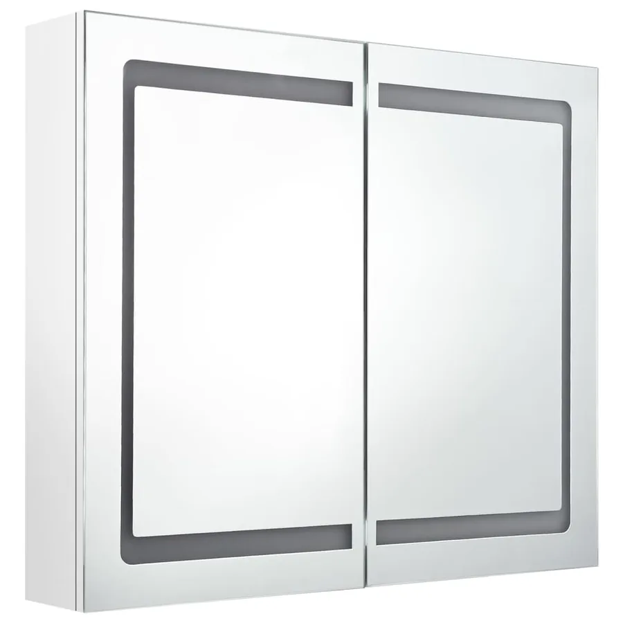Armoire de salle de bain à miroir LED Blanc brillant 80x12x68cm - 3