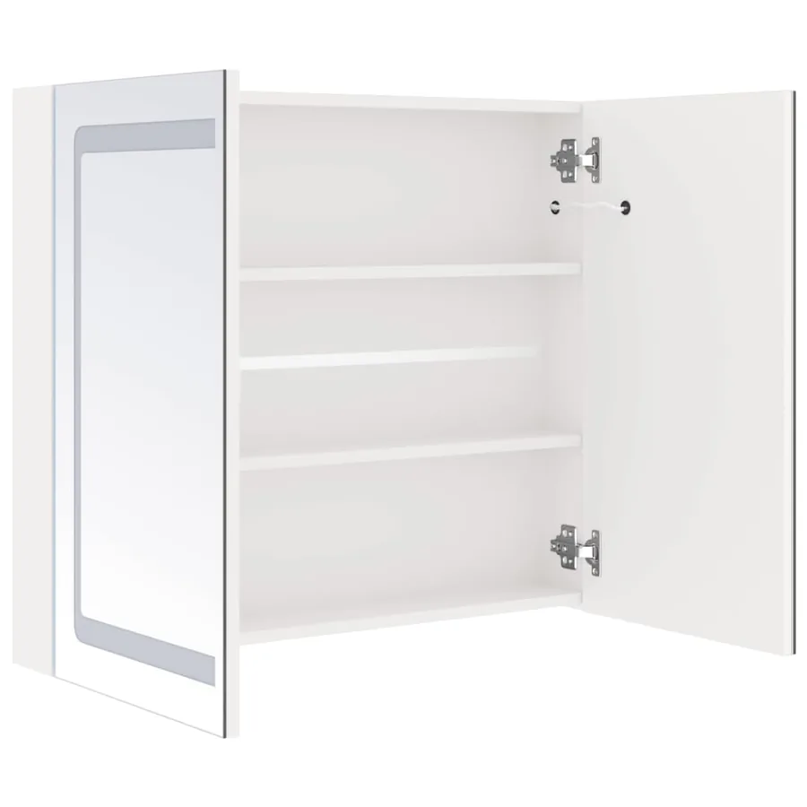 Armoire de salle de bain à miroir LED Blanc brillant 80x12x68cm - 5