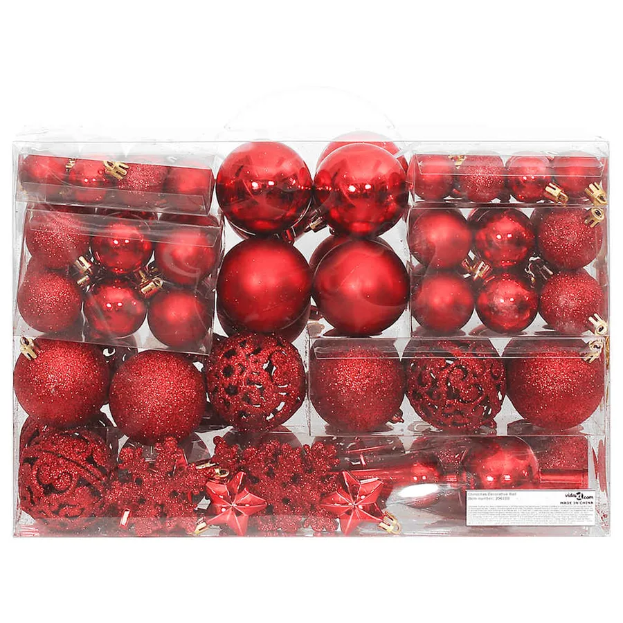 Ensemble de boules de Noël 111 pièces rouge polystyrène - 2