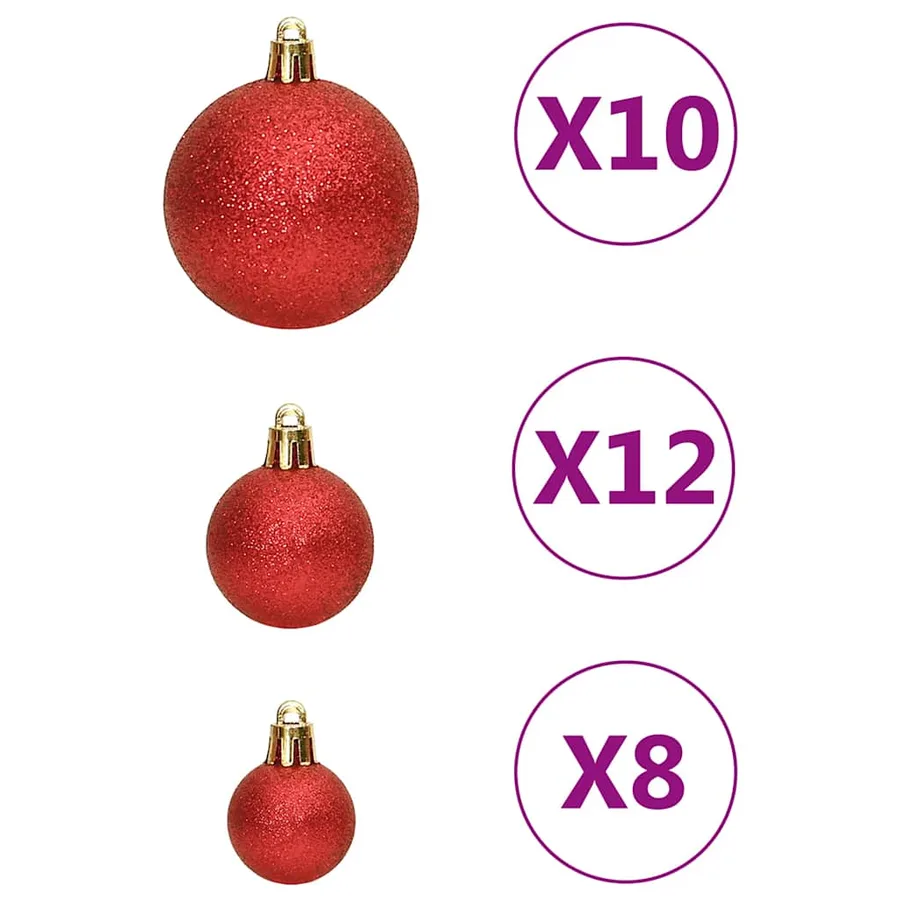 Ensemble de boules de Noël 111 pièces rouge polystyrène - 5