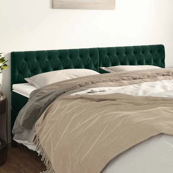 Têtes de lit Vert foncé 200x7x78/88 cm Velours