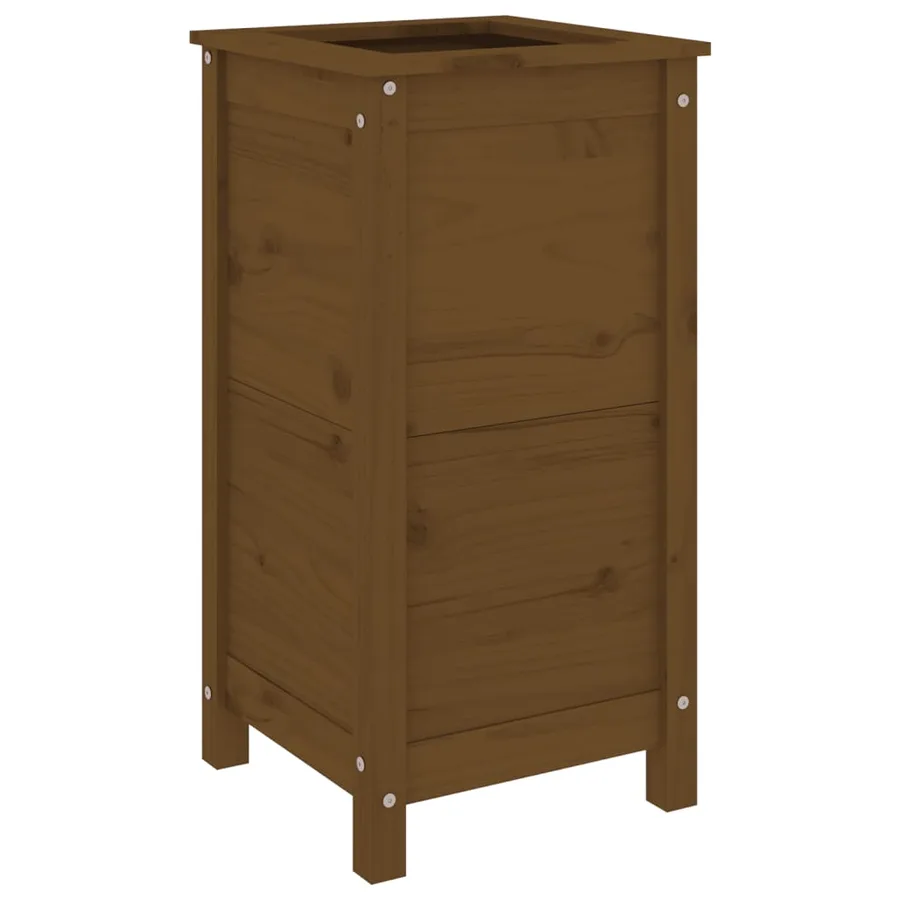 Jardinière marron miel 40x40x78 cm bois massif de pin - 2