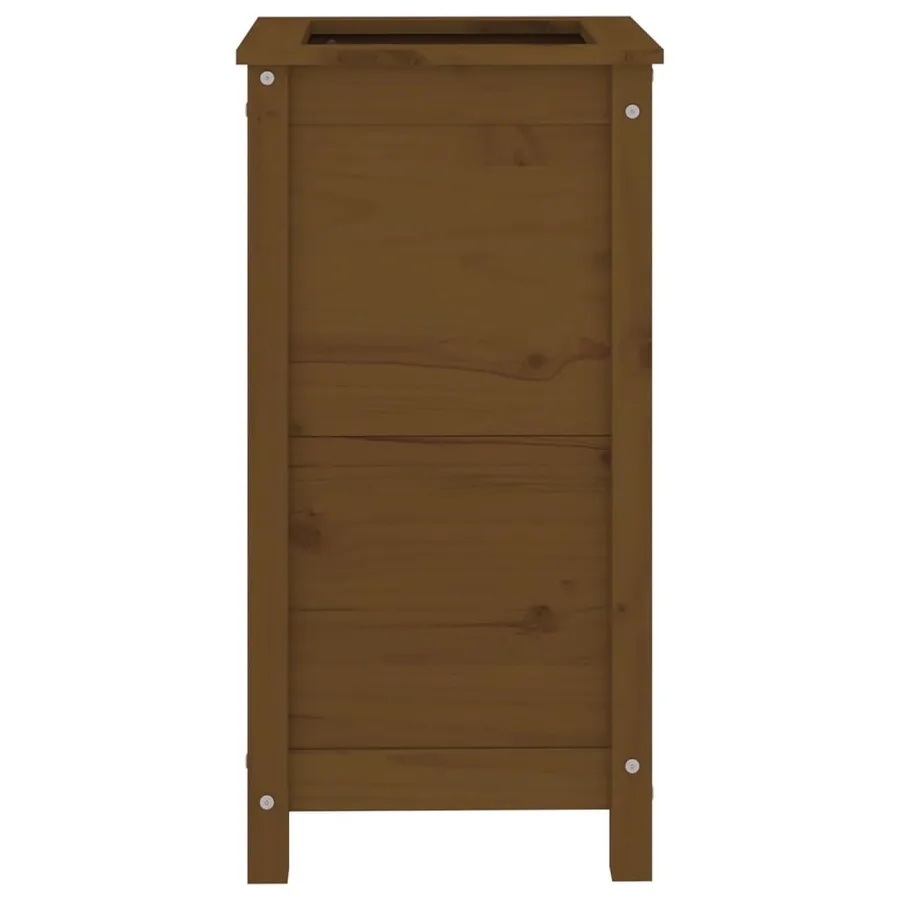 Jardinière marron miel 40x40x78 cm bois massif de pin - 4