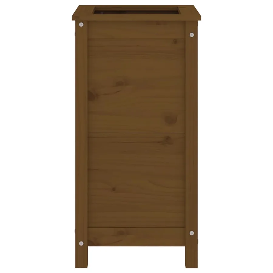 Jardinière marron miel 40x40x78 cm bois massif de pin - 5