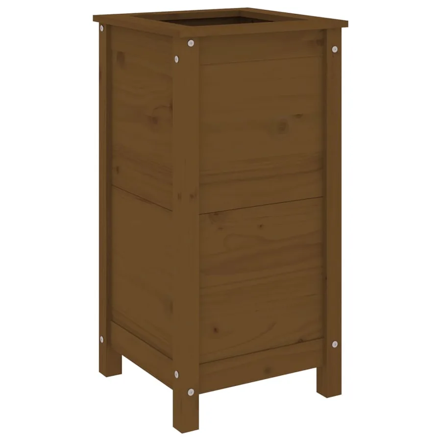 Jardinière marron miel 40x40x78 cm bois massif de pin - 6