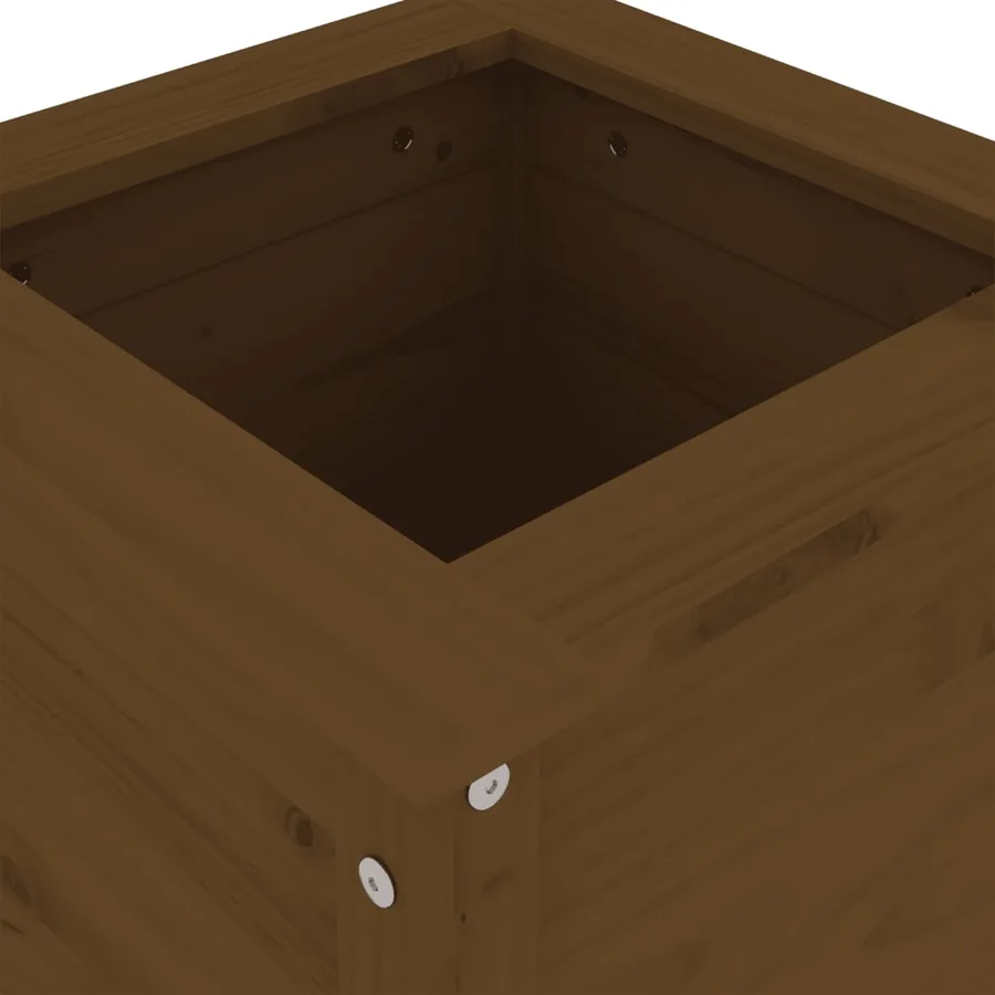Jardinière marron miel 40x40x78 cm bois massif de pin - 7