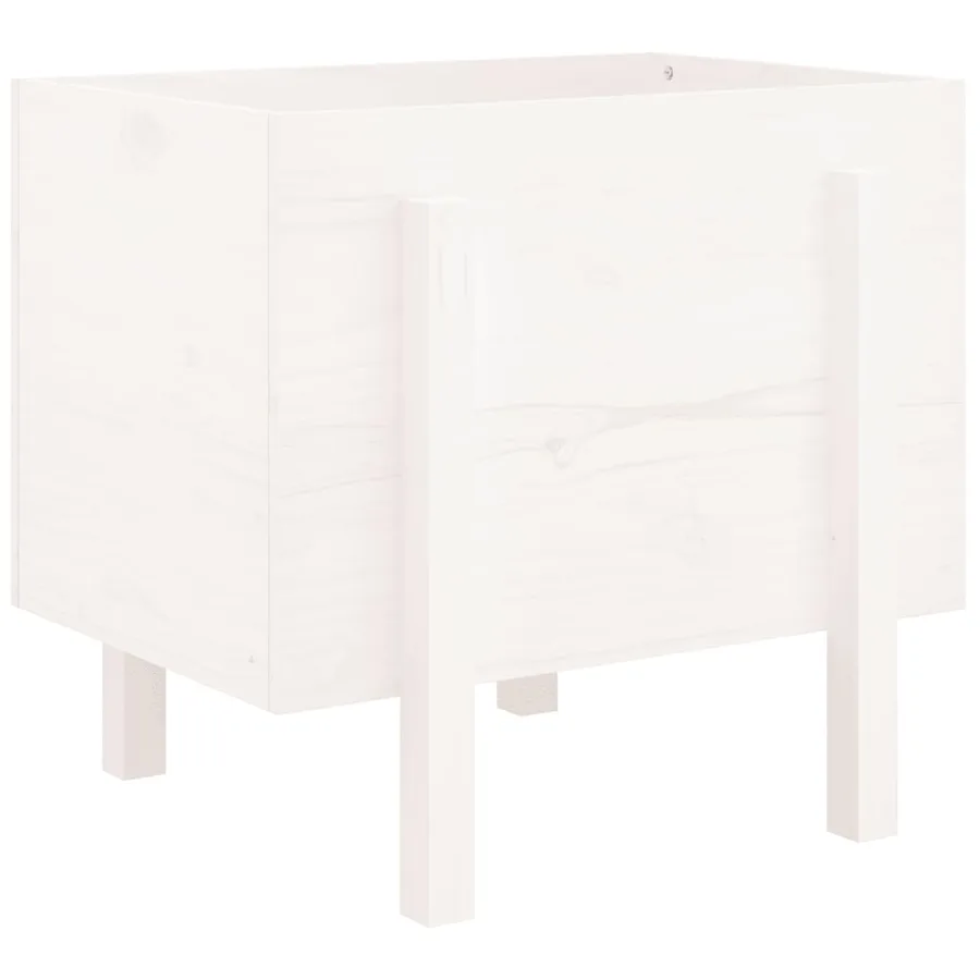 Jardinière blanc 62x50x57 cm bois massif de pin - 6