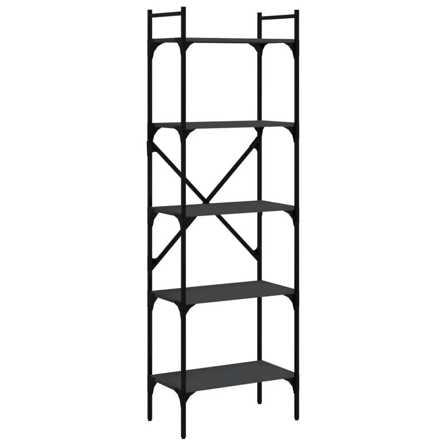 Bibliothèque à 5 niveaux noir 56x31,5x174 cm bois d'ingénierie - 2