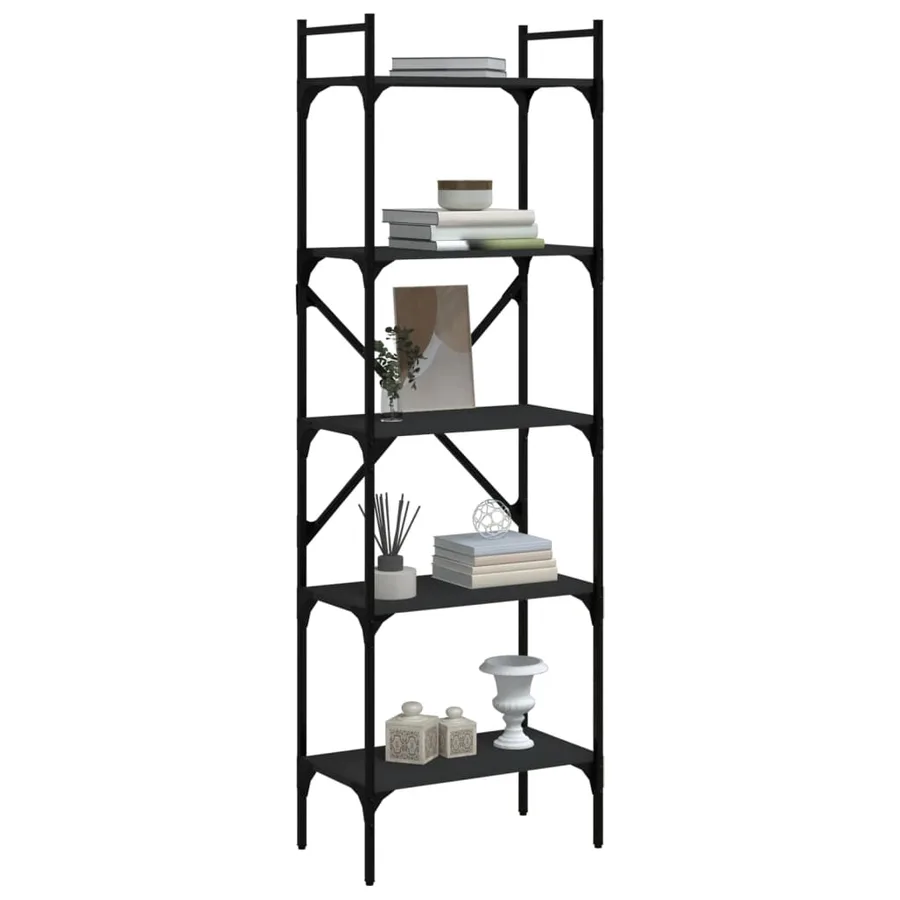 Bibliothèque à 5 niveaux noir 56x31,5x174 cm bois d'ingénierie - 6