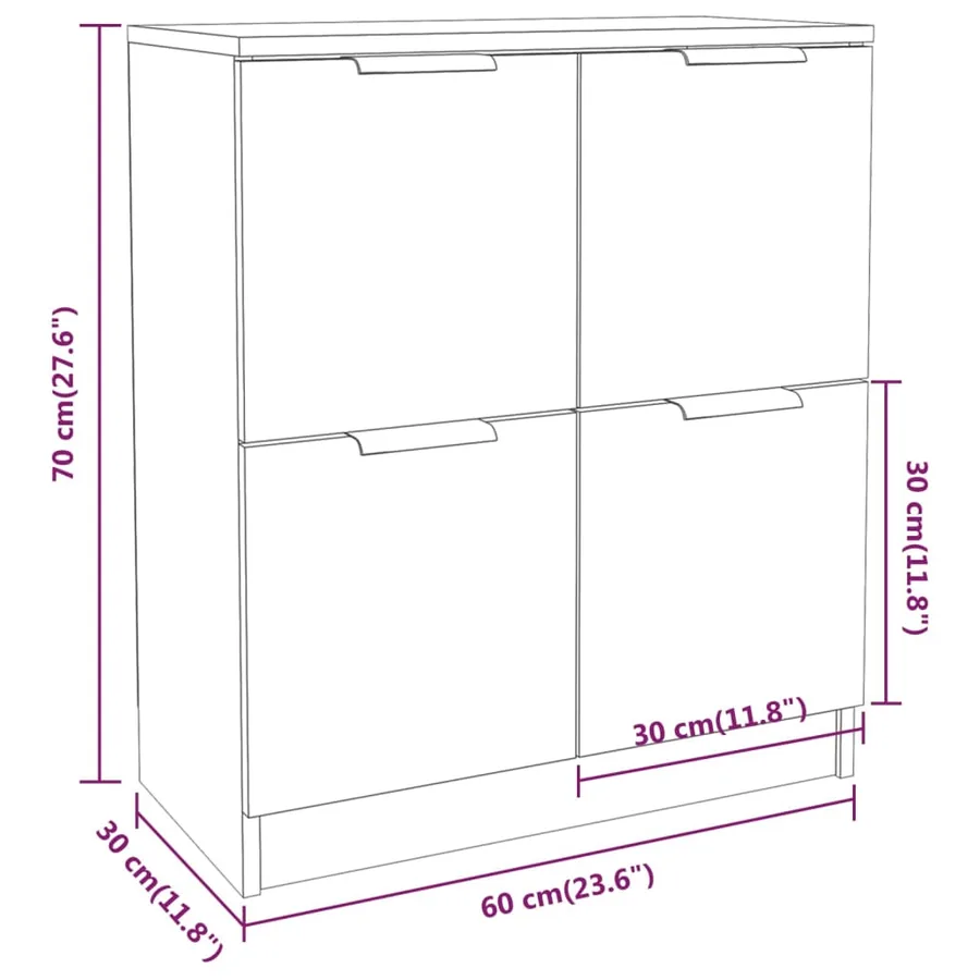 Buffet noir 60x30x70 cm bois d'ingénierie - 8