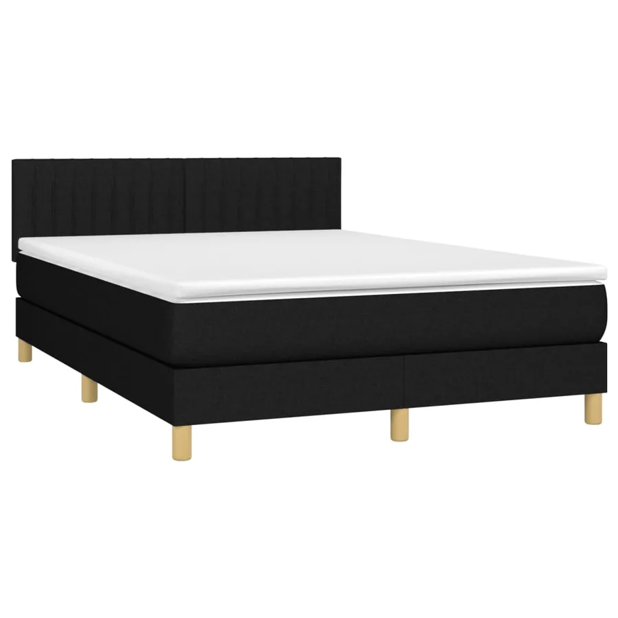 Sommier à lattes de lit avec matelas Noir 140x190 cm Tissu - 3