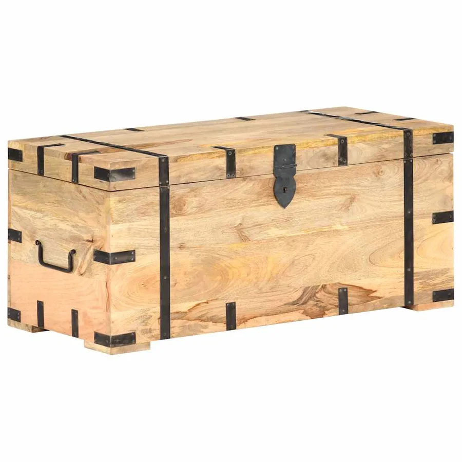 Coffre 90x40x40 cm Bois solide de manguier - 11