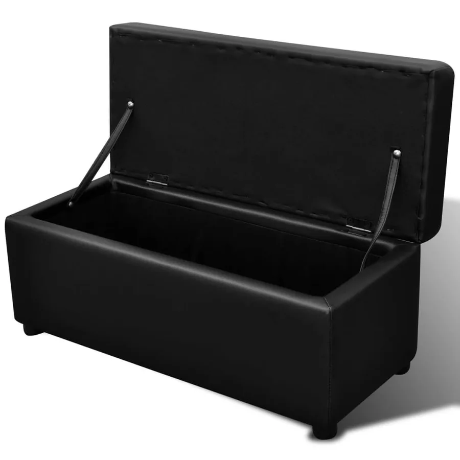 Set de banc de rangement en simili cuir Noir - 3