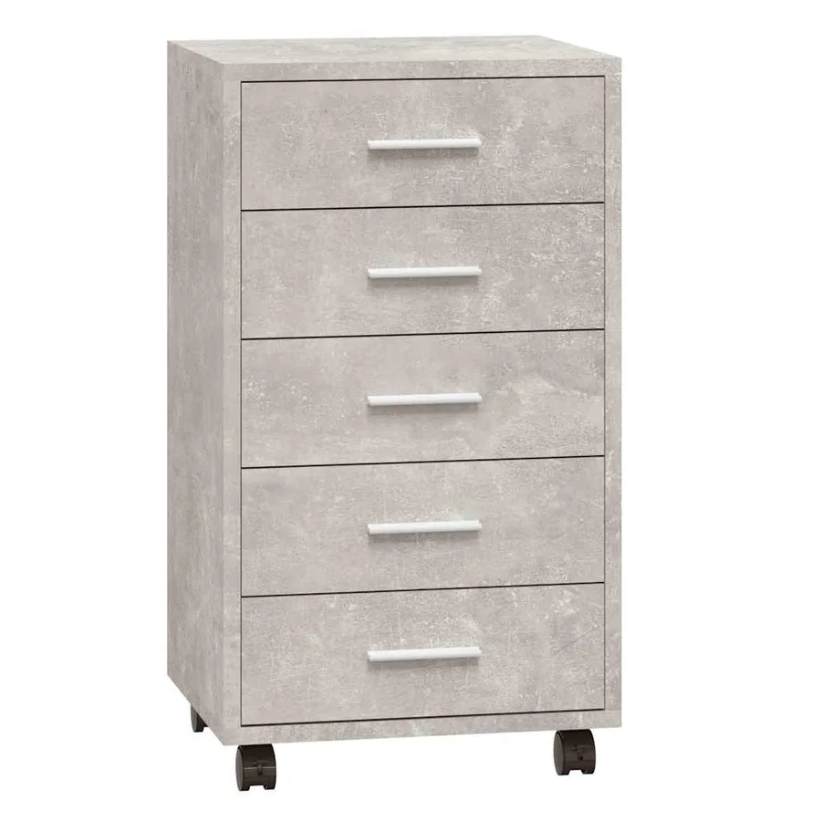 Armoire à tiroirs avec roulettes Gris béton Bois d'ingénierie - 2