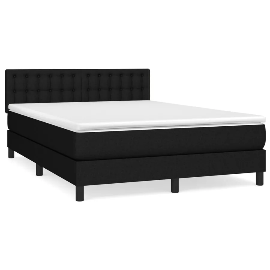 Sommier à lattes de lit avec matelas Noir 140x190 cm Tissu - 2