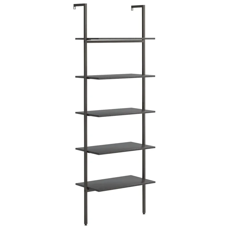 Étagère inclinée à 5 niveaux Noir 64x35x185 cm - 2