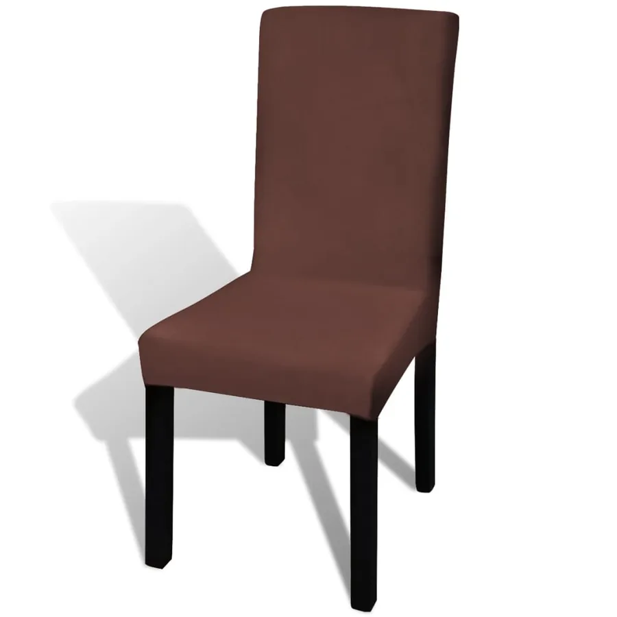 Housse de chaise droite extensible 4 pcs marron - 2