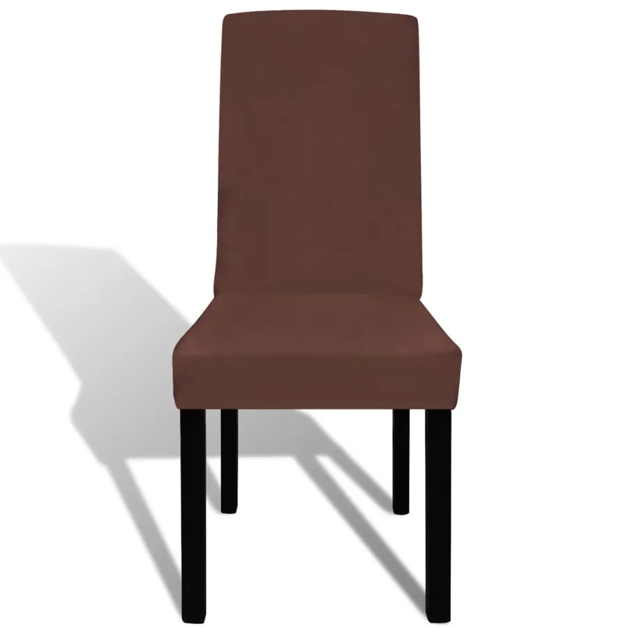 Housse de chaise droite extensible 4 pcs marron - 3