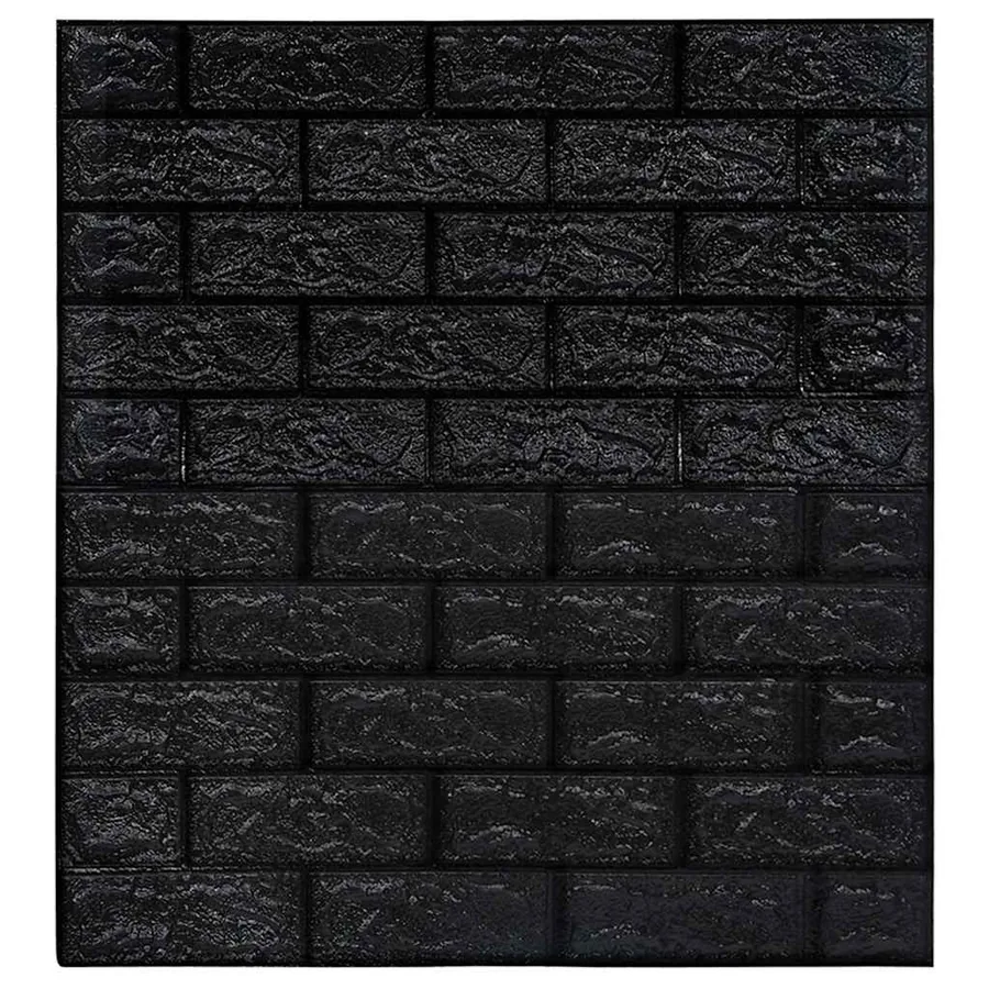 Papier peint 3D autoadhésif Briques 10 pcs Noir - 3