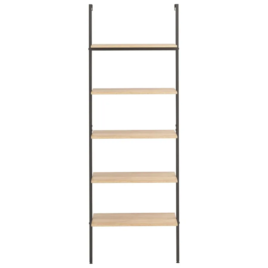 Étagère inclinée à 5 niveaux Marron clair et noir 64x35x185cm - 3