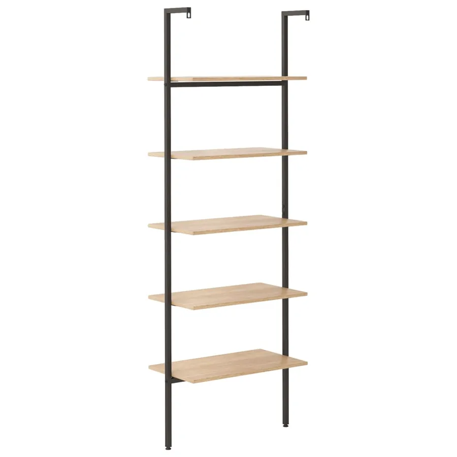 Étagère inclinée à 5 niveaux Marron clair et noir 64x35x185cm - 5