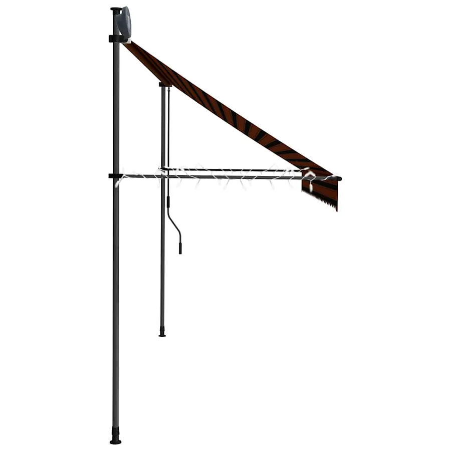 Auvent manuel rétractable avec LED 300 cm Orange et marron - 6