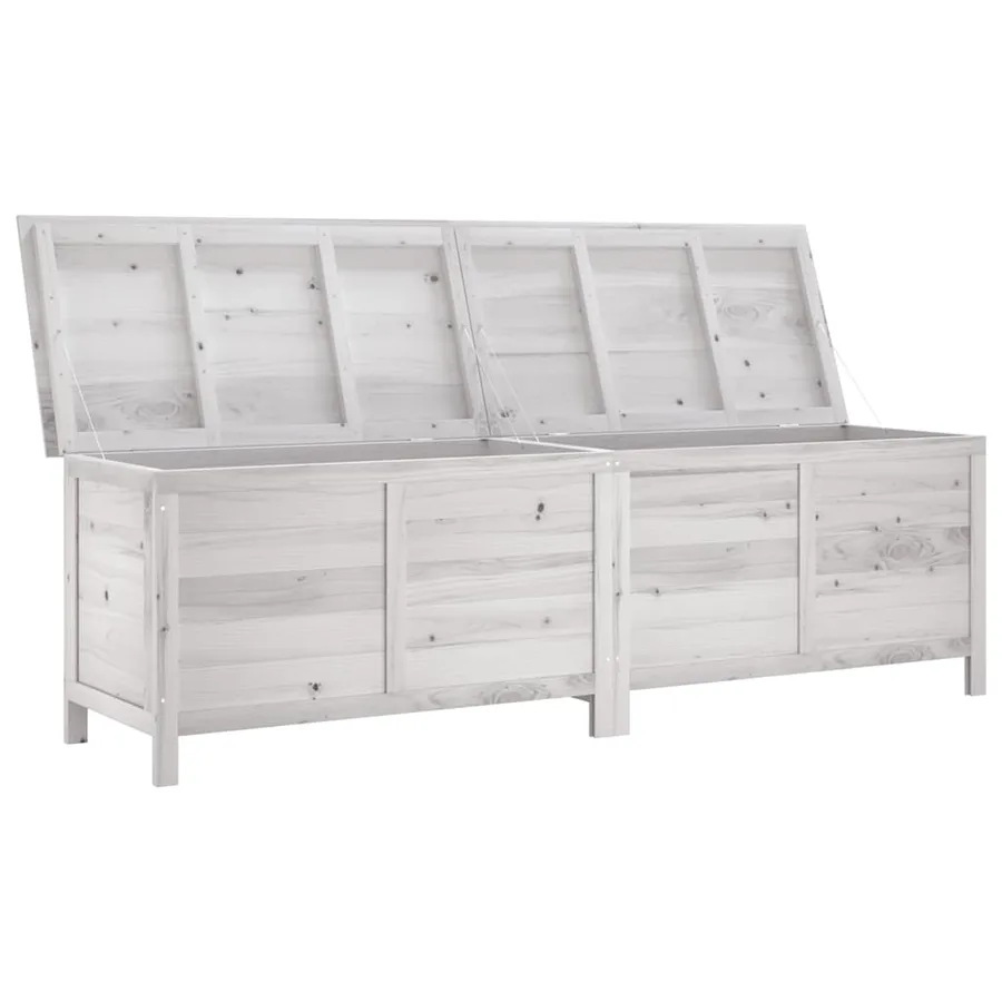 Boîte de rangement de jardin blanc bois massif de sapin - 3